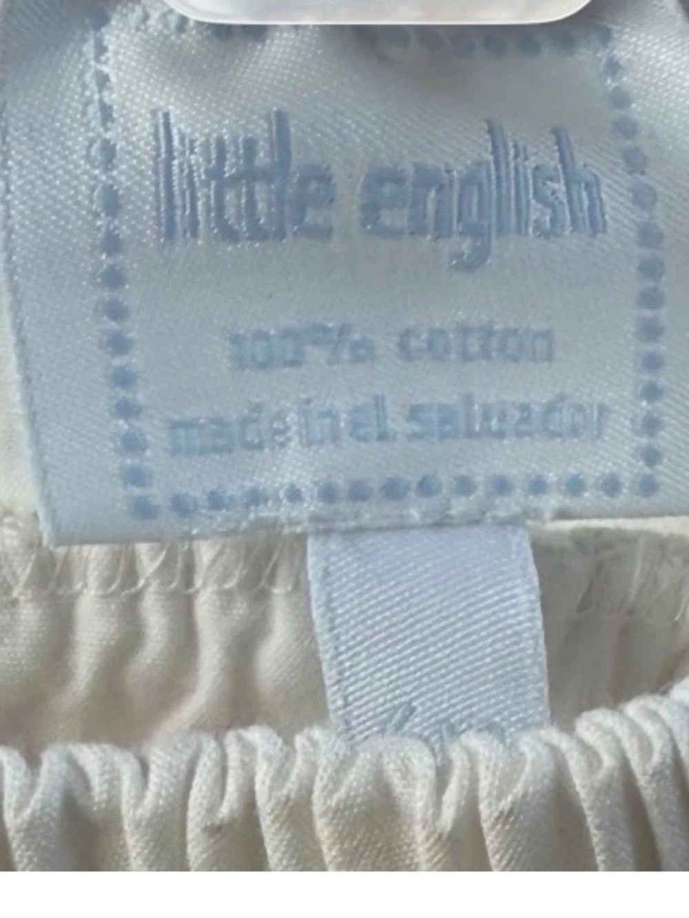 NBW Little English White Diaper Cover W/ Smocked Bunny Sz 6M